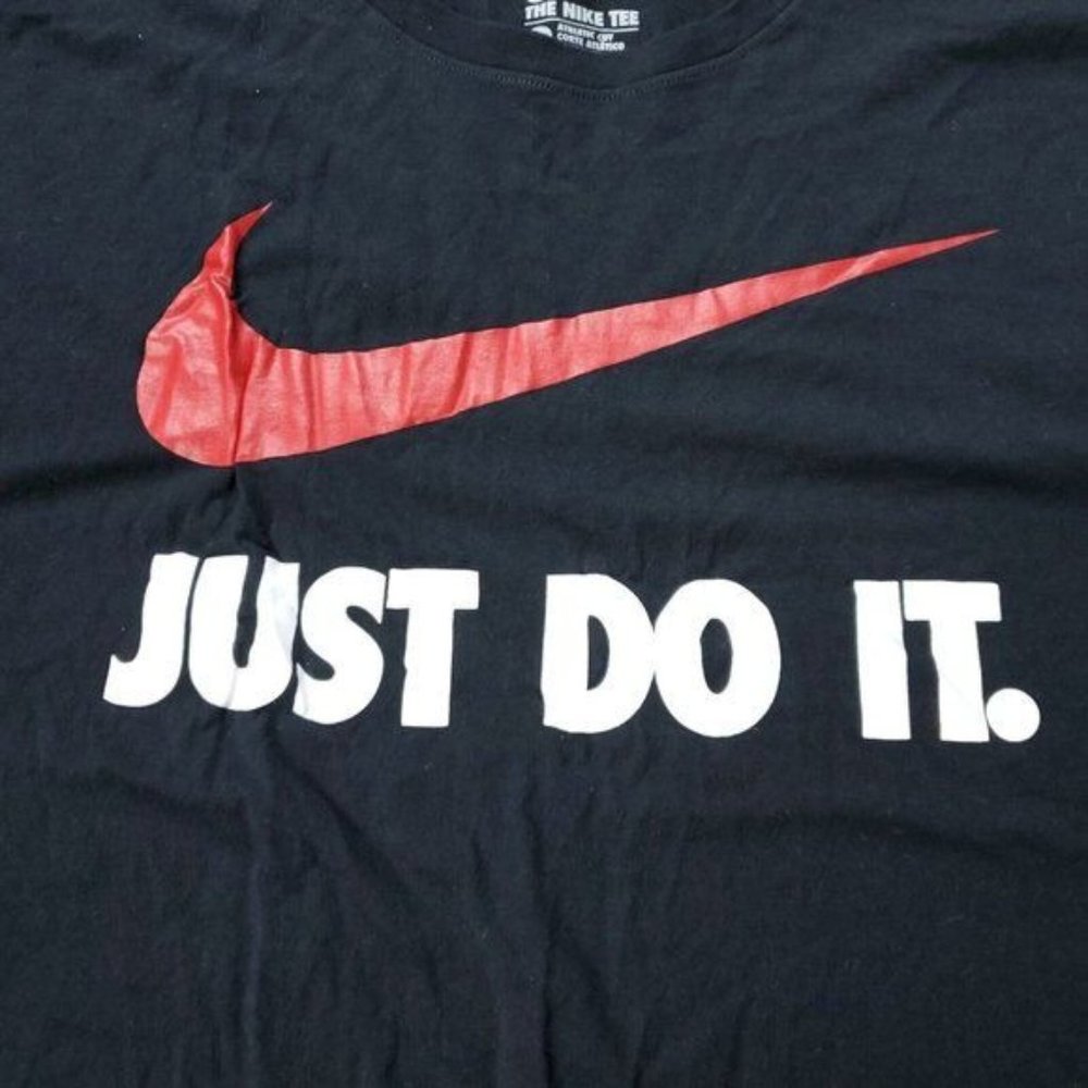Nike Just Do It T-Shirt Mens Size XL Black Red Swoosh Short Sleeve - Picture 9 of 10